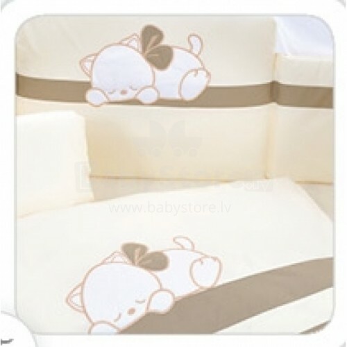 Tuttolina Sleeping Cat Beige Bērnu gultas veļas komplekts virspalags + spilvendrana