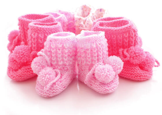 La Bebe™ Lambswool Hand Made Booties Art.66032 Rose Baby booties