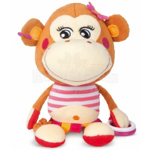 „Canpol Babies“ 68/035 stropinis pypsėjimo minkštas žaislas su spaustuku ir danties žiedu „Beždžionė“