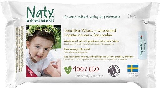 „Nature Babycare“ ECO jautri, lengvai kvapni, vaikiškos minkštos drėgnos servetėlės jautriai odai (56 vnt.)