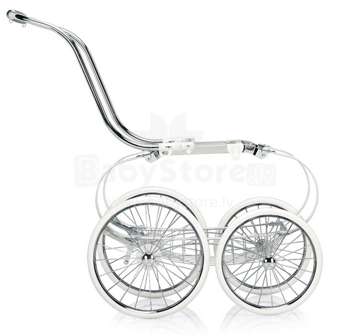 „Inglesina Classica Balestrino“ chromo / baltojo vežimėlio rėmas su krepšeliu