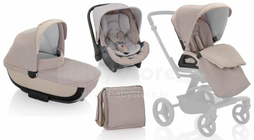 Inglesina '15 Quad System Sand Kulba, vežimėlio krepšys, vežimėlio sėdynė (be vežimėlio rėmo), automobilinė kėdutė, lietaus danga