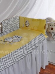 Belisima Owl Yellow Kokvilnas gultas veļas komplekts no 3 daļām
