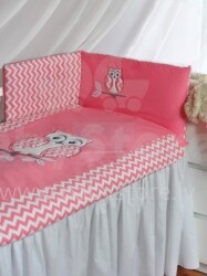 Belisima Owl Pink Kokvilnas gultas veļas komplekts no 3 daļām