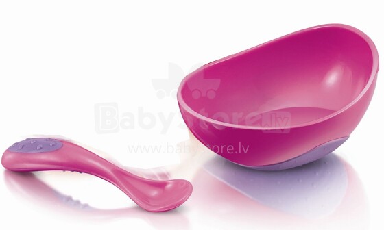Nuby 5374 Sure Grip™ Bowl A bowl with a spoon