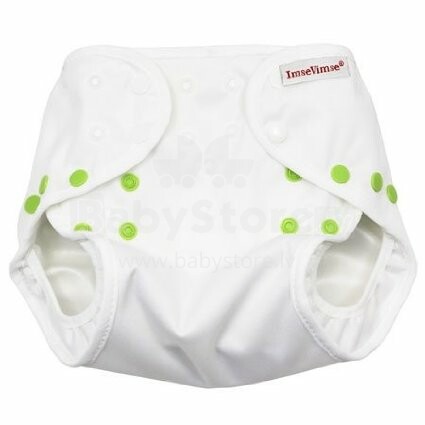 Imse Vimse Art.315220 Soft Diaper Cover White Мягкий многоразовый подгузник на кнопочках