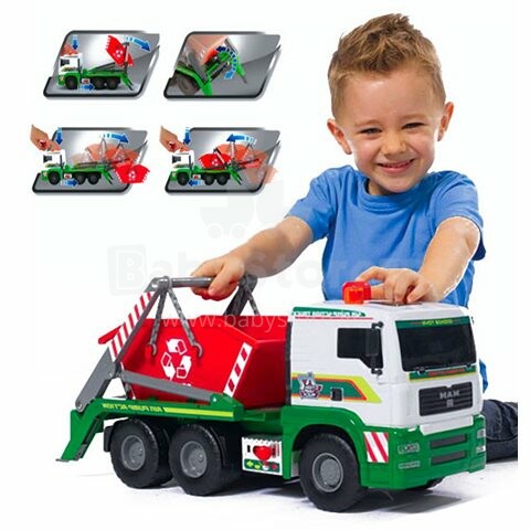 Dickie Toys Art.20333610 Oro siurblio konteinerių sunkvežimis Didelis žaislinis sunkvežimis su konteineriu