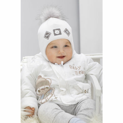 Marika Art.82474 Тёплая хлопковая шапочка для малышей с помпоном