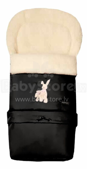 Womar Exclusive №20-82767 Black 2-daļīgs ratu guļammaiss ar aitas vilnas oderi un pagarinājumu 106 cm