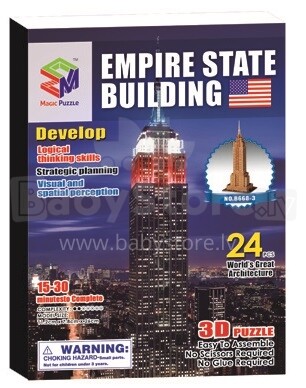 Stebuklingas galvosūkis „Empire State Building“ menas. B668-3 / 293473 3D galvosūkis