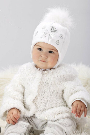 Marika Art.MZ-0217 Тёплая шапочка для малышей с помпоном (розовая)