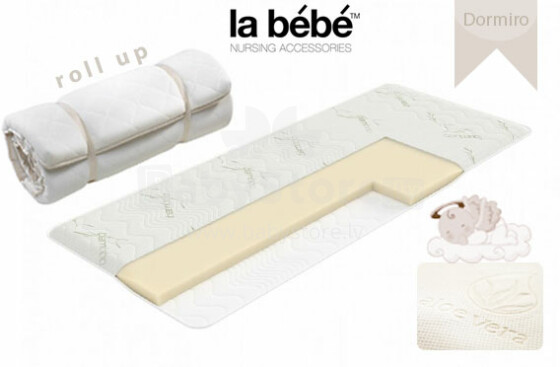 La Bebe™ Dormiro Aloe Vera Art.83336 Mazuļu virsējais matracis standrta gultiņai, ceļojuma gultiņai 120x60cm [air foam]