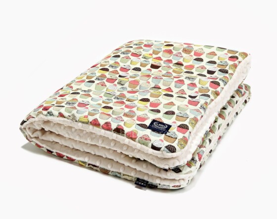 „La Millou“ menas. 83456 Toddler antklodė „Cupcakes Ecru Premium“ dvipusė antklodė (80x100 cm)