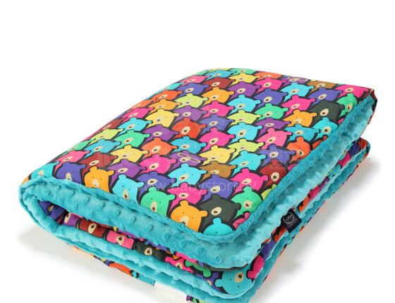 „La Millou“ menas. 83461 Toddler antklodė želė meškinai Teal Premium dvipusė antklodė (80x100 cm)