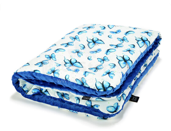 „La Millou“ menas. 83466 Toddler antklodė Motylem Jestem Electric Blue Premium dvipusė antklodė (80x100 cm)