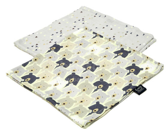 La Millou Art. 83946 Bamboo Muslin 2 Pack Pure Bears&Diamonds