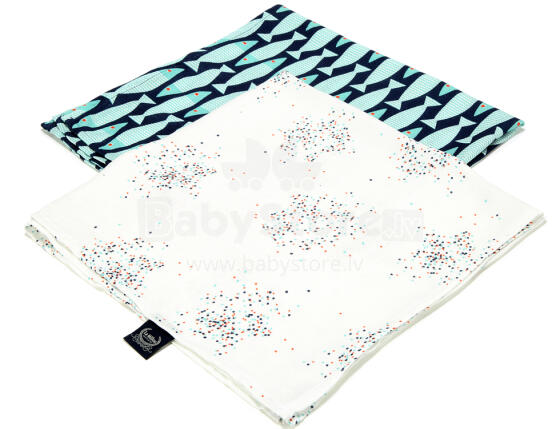 La Millou Art. 83948 Bamboo Muslin 2 Pack Fish&Confetti White