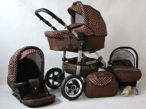 Raf-pol Avaro Art. 12835 Bērnu universālie jaundzimušo moderni ratiņi ar piepūšamiem riteņiem 2 vienā [viss komplektā]