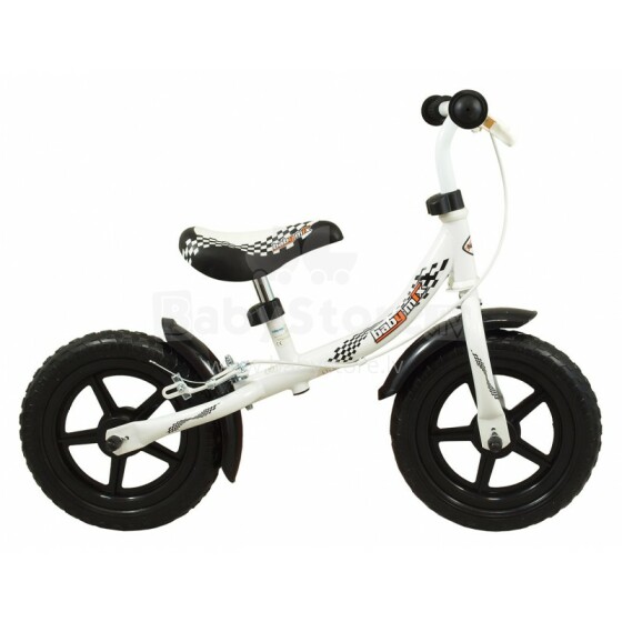BabyMix White 888G Brake Balance Bike Bērnu skrējritenis ar metālisko rāmi 12'' un bremzēm