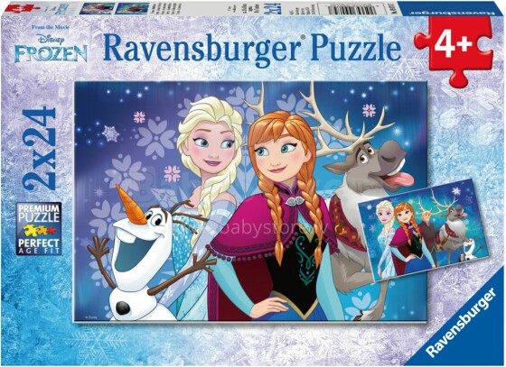 Ravensburger Art.090747 Frozen Puzle Ledus sirds 2 x 24