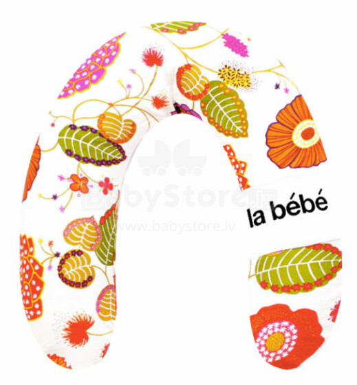 „La Bebe ™“ RICH medvilnės slaugos motinystės pagalvė, 788231, gėlėta raudona pasaga (pasaga) kūdikio maitinimui, miegui, pasaga nėščioms moterims 30x175 cm
