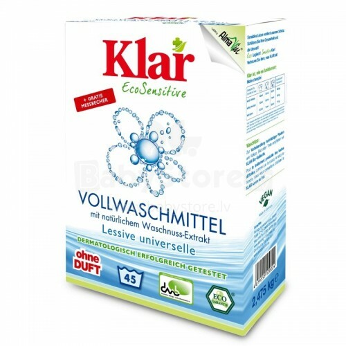 Klar Organic Art.6601002 Skalbimo milteliai su muilo riešutų ekstraktu 2,4 kg (45 kartus).