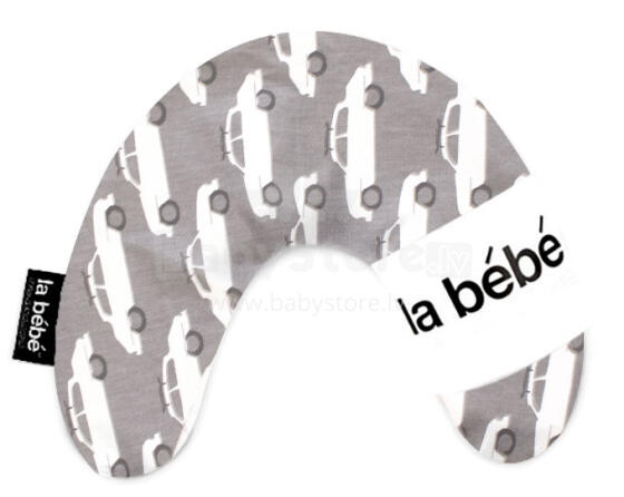 La Bebe™ Mimi Nursing Cotton Pillow Art.35604 Cars White/Dark Gray Travel pillow size 19 x 46cm