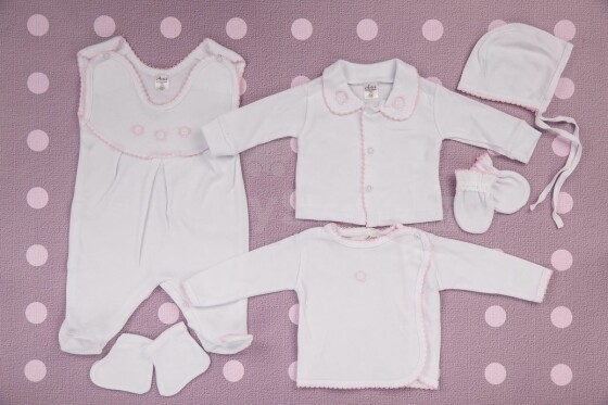 Artex Art.21931 White/Pink Комплект для новорождёных из 6-ти частей 