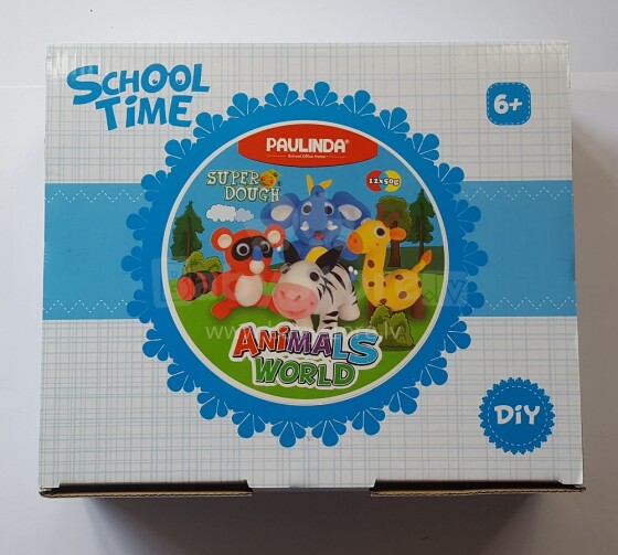 Paulinda Super Dough Art.081516-1 School Time Animals World Radošais veidošanas komplekts  