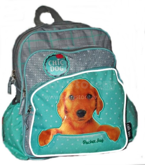 Patio Ergo School Backpack Chic Dog Art. 86089 Bērnu ergonomiskā mugursoma [skolnieku ortopēdiskā mugursoma portfelis] 40501