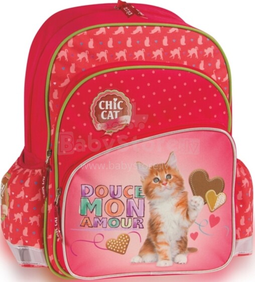 Patio Ergo School Backpack Chic Cat Art. 86090  Школьный эргономичный рюкзак с ортопедической воздухопроницаемой спинкой [портфель, ранец]  52481