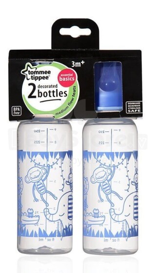 Tommee Tippee Art. 43172030 Essential Basics 2-pack Decorated Bottles 250 ml (2 pcs.)