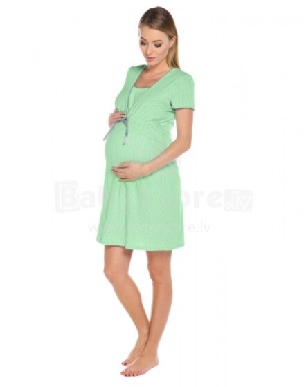 Italian Fashion Felicita  Art.21711 Green  Хлопковая ночная рубашка для беременных/кормления с коротким рукавом