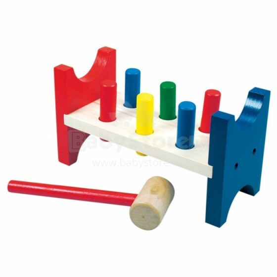 Bino Hammer Art.BN82134 Koka attīstošā rotaļlieta ar āmuru
