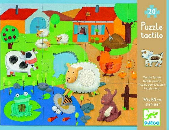 Djeco Puzzle Farm  Art.DJ07117 Puzle - Taktīlā ferma