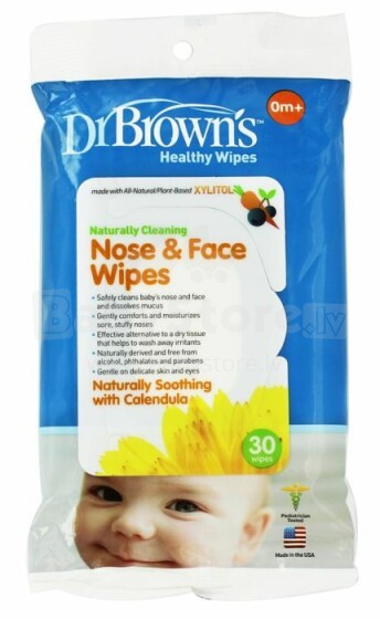 Dr.Browns Wipes Art.HG002-P2 drėgnos servetėlės nosiai ir veidui, 30vnt