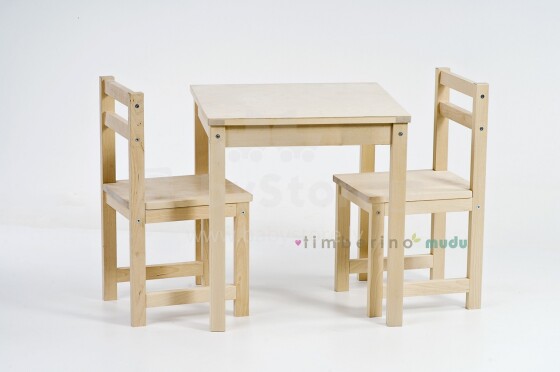 Timberino Duet Art.935 Bērnu mēbeles komplekts DUET Natural Birch Galdiņš un 2 krēsliņi