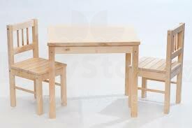 „Timberino Duet“ 929 str. Vaikiškas baldų komplektas lakuotas stalas ir 2 kėdės