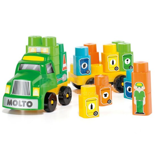 „Molto Art.16476 recycle truck“ žaislinis automobilis / konstruktorius su 25 vnt. kubeliais