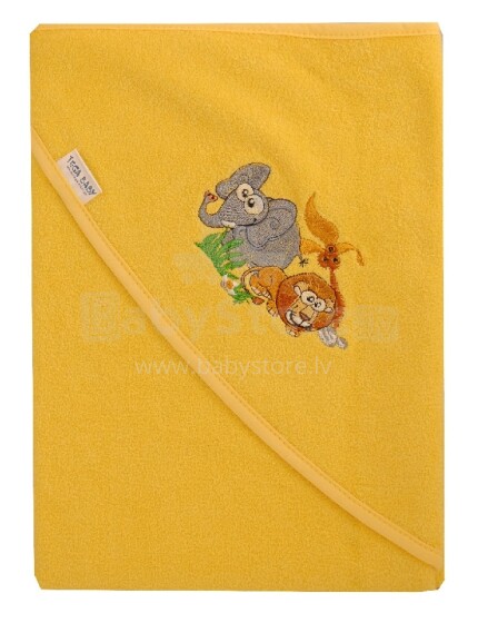 „Tega Baby Safari Art.TG-071“ geltonas vaikiškas rankšluostis su gobtuvu 100x100 cm