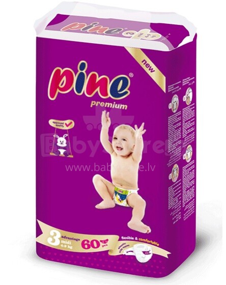 Pine Midi 3 Art.87663 autiņbiksītes jaundzimušajiem 4-9kg,60gb