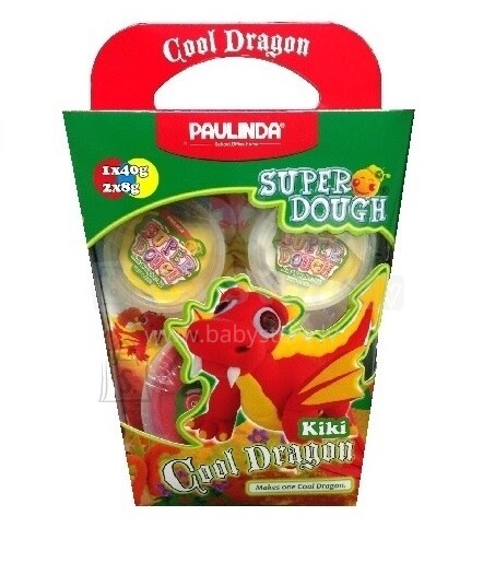 Paulinda Super Dough Cool Dragon Kiki Art.081378-5 Īpaši viegls un patīkams plastilīns Pūķis