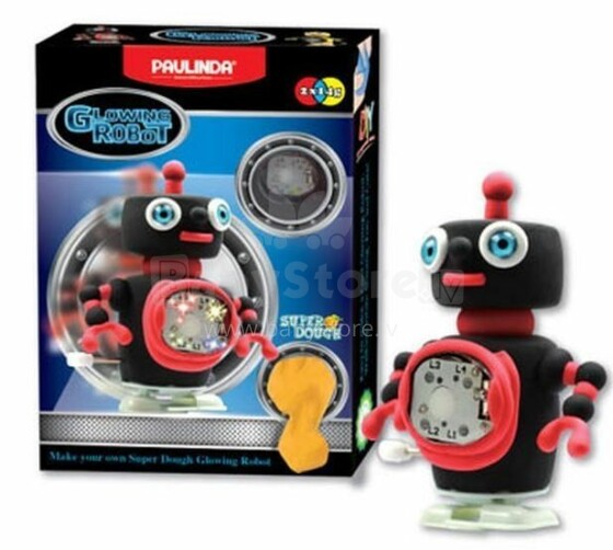 Paulinda Super Dough Cool Glowing Robot Art.081484-1 Īpaši viegls un patīkams plastilīns Robots