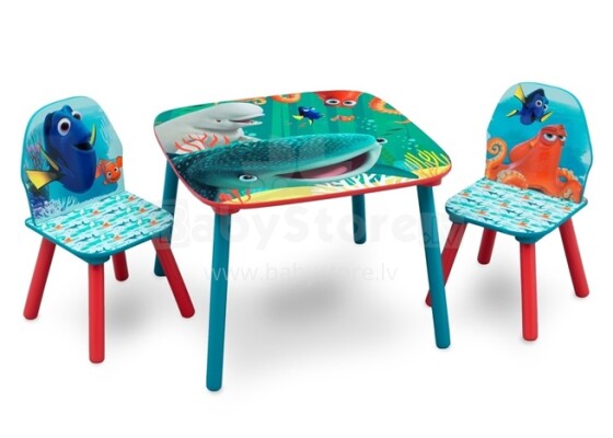 „Delta“ vaikų „Disney Dory Art.TT89538FD“ vaikų baldų komplektas-stalas ir 2 kėdės