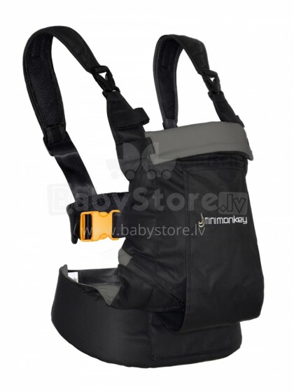 „Minimonkey Dinamic“ kūdikių nešioklės juoda ir pilka kūdikių kengūros krepšys (0-18 kg)