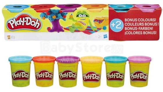 Hasbro Art.B6755 Play-Doh plastilino rinkinys 6 puodeliai, 672 gr