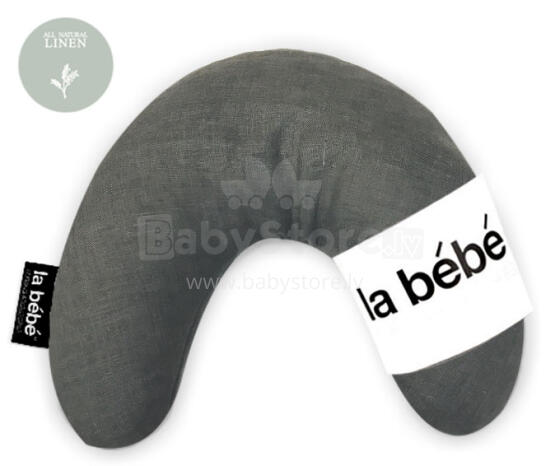 La Bebe™ Mimi Pillow Art.78704 Linen Grey Travel pillow size 19x46cm