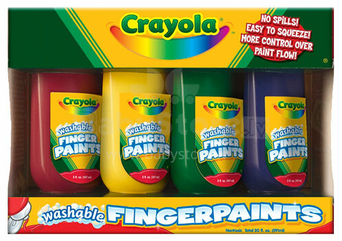 Crayola Fingerpaints Art.3239 Plaunami pirštų dažai, 4 vnt.