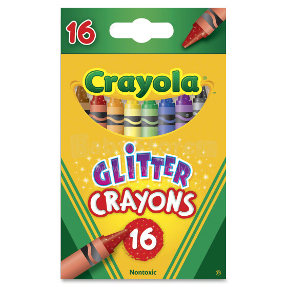 Crayola Glitter Art.52-3716  Детские цветные восковые мелки - упаковка 16 шт.
