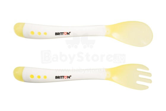 Britton Heat Sensing Feeding Fork & Spoon Art.B1525  Термочувсвительный набор ложечка+вилка